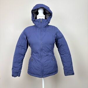 The North Face Coat Womens Small Blue Hyvent Goose Down Hooded Full Zip Puffer